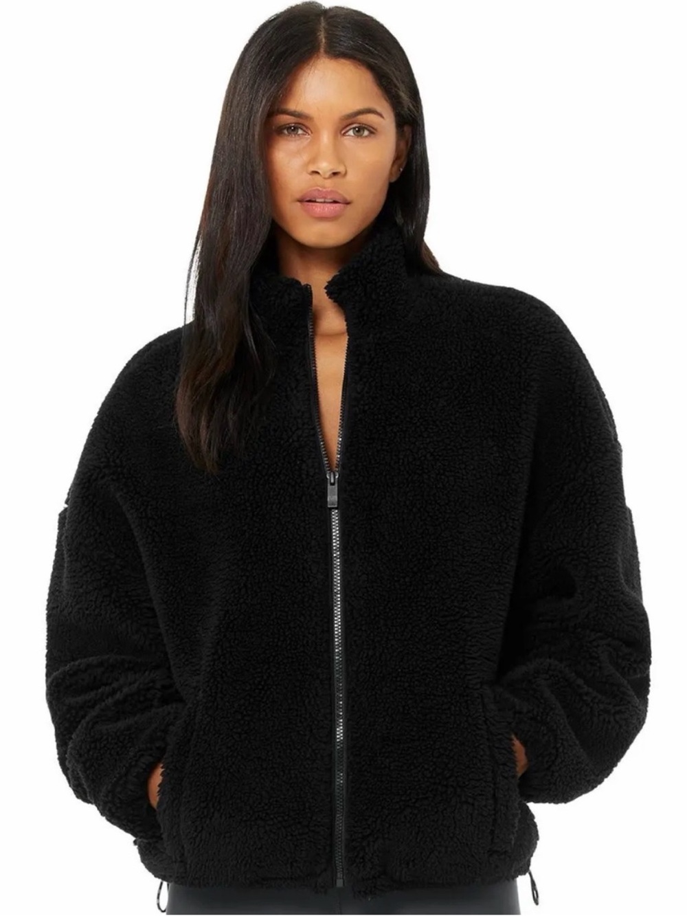 Alo Womens Black Sherpa Winter Jacket Small